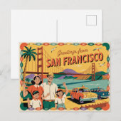 Carte postale vintage San Francisco | Salutations (Devant / Derrière)