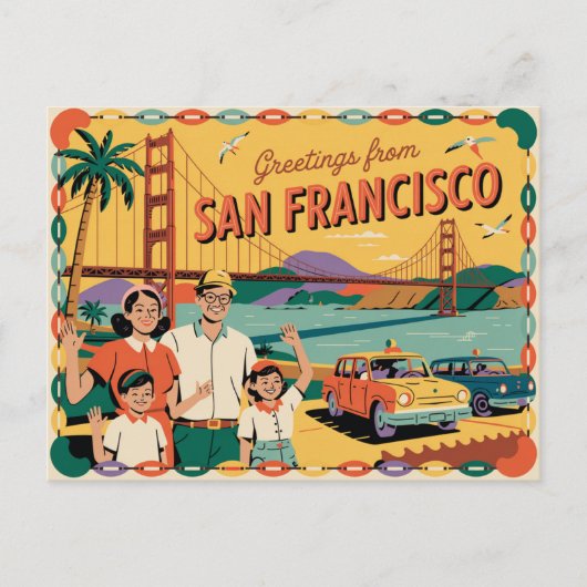 Carte postale vintage San Francisco | Salutations (Devant)