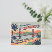Carte postale vintage San Francisco | Salutations (Debout devant)