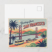 Carte postale vintage San Francisco | Salutations (Devant / Derrière)