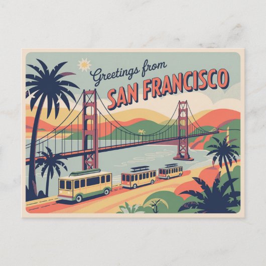Carte postale vintage San Francisco | Salutations (Devant)