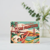 Carte postale vintage San Francisco | Salutations (Debout devant)