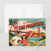Carte postale vintage San Francisco | Salutations (Devant / Derrière)