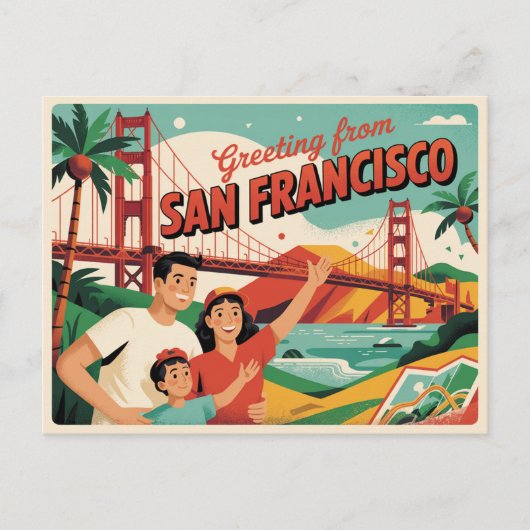 Carte postale vintage San Francisco | Salutations (Devant)