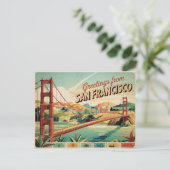 Carte postale vintage San Francisco | Salutations  (Debout devant)