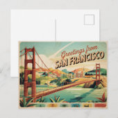 Carte postale vintage San Francisco | Salutations  (Devant / Derrière)