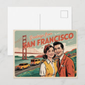 Carte postale vintage San Francisco | Salutations (Devant / Derrière)