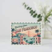 Carte postale vintage San Francisco | Salutations (Debout devant)