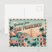 Carte postale vintage San Francisco | Salutations (Devant / Derrière)