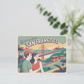 Carte postale vintage San Francisco | Salutations (Debout devant)
