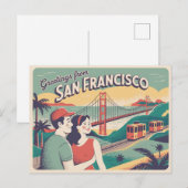 Carte postale vintage San Francisco | Salutations (Devant / Derrière)