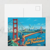 Carte postale vintage San Francisco | Salutations (Devant / Derrière)
