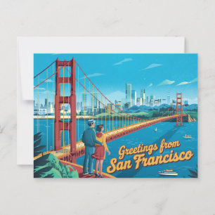 Carte postale vintage San Francisco   Salutations 