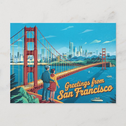 Carte postale vintage San Francisco | Salutations (Devant)