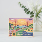 Carte postale vintage San Francisco | Salutations (Debout devant)