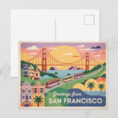 Carte postale vintage San Francisco | Salutations (Devant / Derrière)