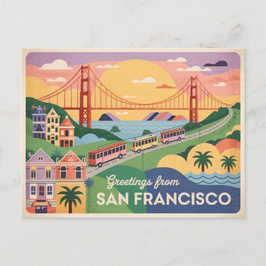 Carte postale vintage San Francisco | Salutations (Devant)
