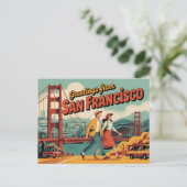 Carte postale vintage San Francisco | Salutations (Debout devant)