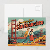 Carte postale vintage San Francisco | Salutations (Devant / Derrière)