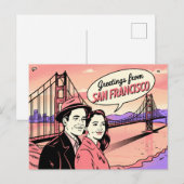 Carte postale vintage San Francisco | Salutations (Devant / Derrière)