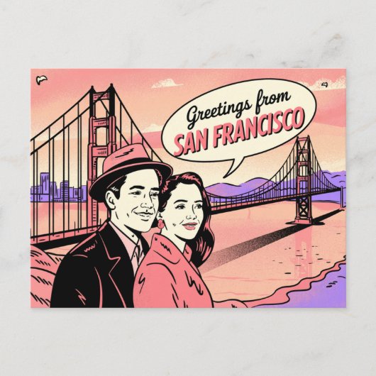 Carte postale vintage San Francisco | Salutations (Devant)