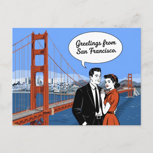 Carte postale vintage San Francisco | Salutations (Devant)