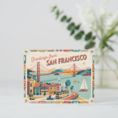 Carte postale vintage San Francisco | Salutations  (Debout devant)