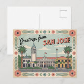 Carte postale vintage San Jose | Salutations de (Devant / Derrière)
