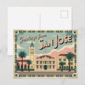 Carte postale vintage San Jose | Salutations de (Devant / Derrière)