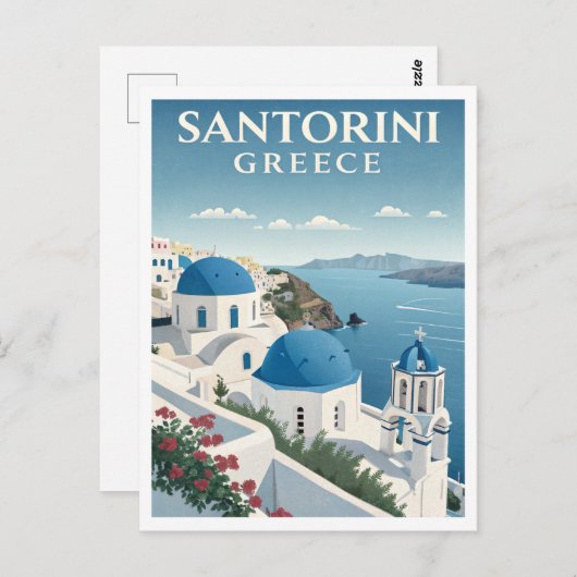 Carte Postale Vintage Santorini Travel (Devant / Derrière)