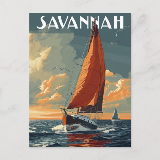 Carte Postale Vintage Savannah Travel (Devant)
