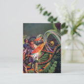 Carte postale vintage Sci-Fi Alien Fight (Debout devant)