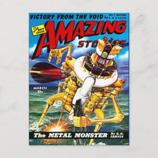 Carte Postale Vintage Sci Fi art Monstre métallique