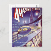 Carte Postale Vintage Sci Wi art Voyage spatial (Devant / Derrière)