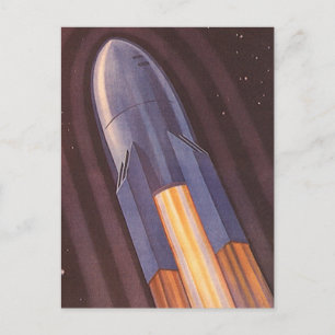 Carte Postale Vintage Science Fiction Space Ship Rockets