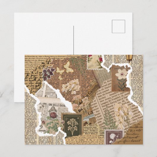 Carte Postale Vintage Scrapbook Collage Antique Ephemera Aesthet (Devant / Derrière)