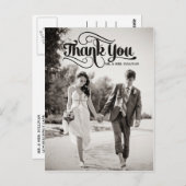 Carte postale vintage Script Mariage Merci (Devant / Derrière)