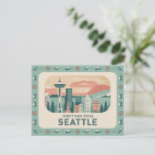 Carte postale vintage Seattle | Salutations de Sea (Debout devant)