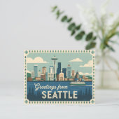 Carte postale vintage Seattle | Salutations de Sea (Debout devant)