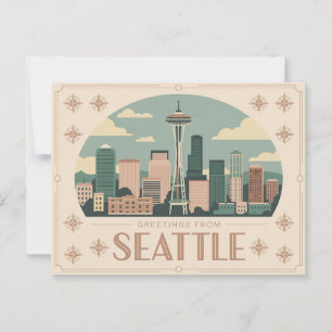 Carte postale vintage Seattle   Salutations de Sea