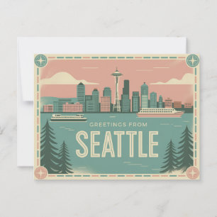 Carte postale vintage Seattle   Salutations de Sea
