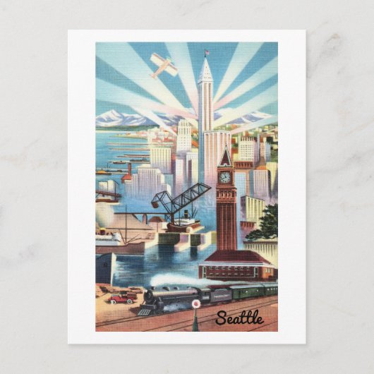 Carte postale vintage Seattle Skyline Travel (Devant)