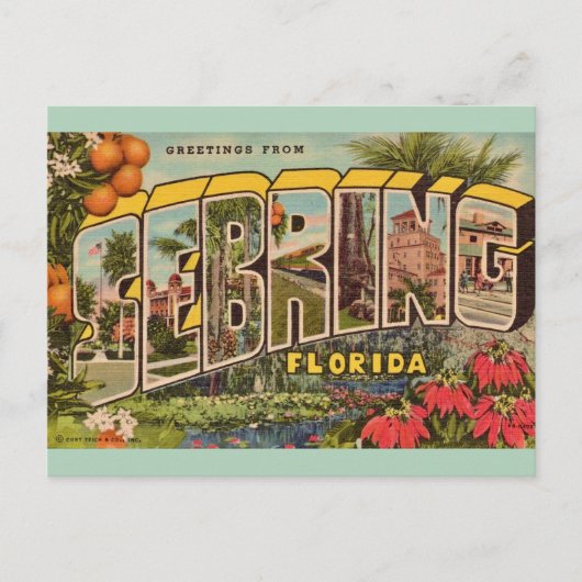 Carte Postale Vintage Sebring Floride  (Devant)