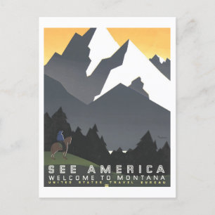 Carte Postale Vintage "See America" Montana Affiche de voyage