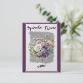 Carte Postale Vintage septembre Flower Aster Floral (Debout devant)