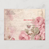 Carte Postale vintage shabby chic mariage rose (Dos)