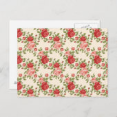 Carte Postale Vintage Shabby Chic Roses Pattern (Devant / Derrière)