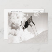 Carte Postale Vintage ski image, Rucks on skis (Devant / Derrière)