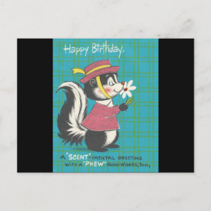Carte Postale Vintage Skunk Joyeux anniversaire