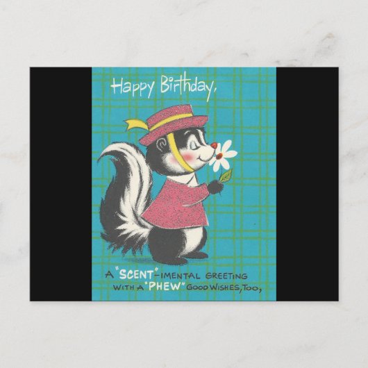 Carte Postale Vintage Skunk Joyeux anniversaire (Devant)